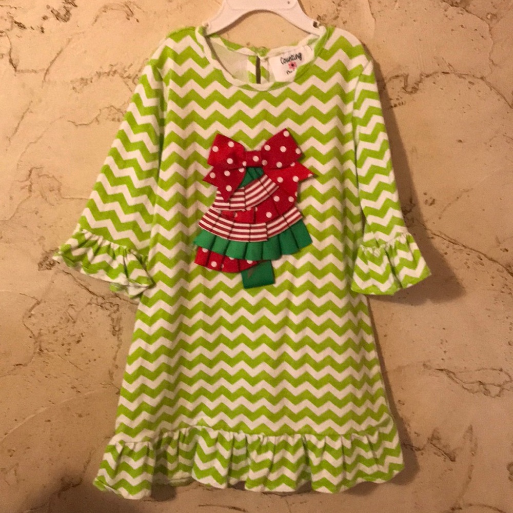 Green Chevron Christmas Dress